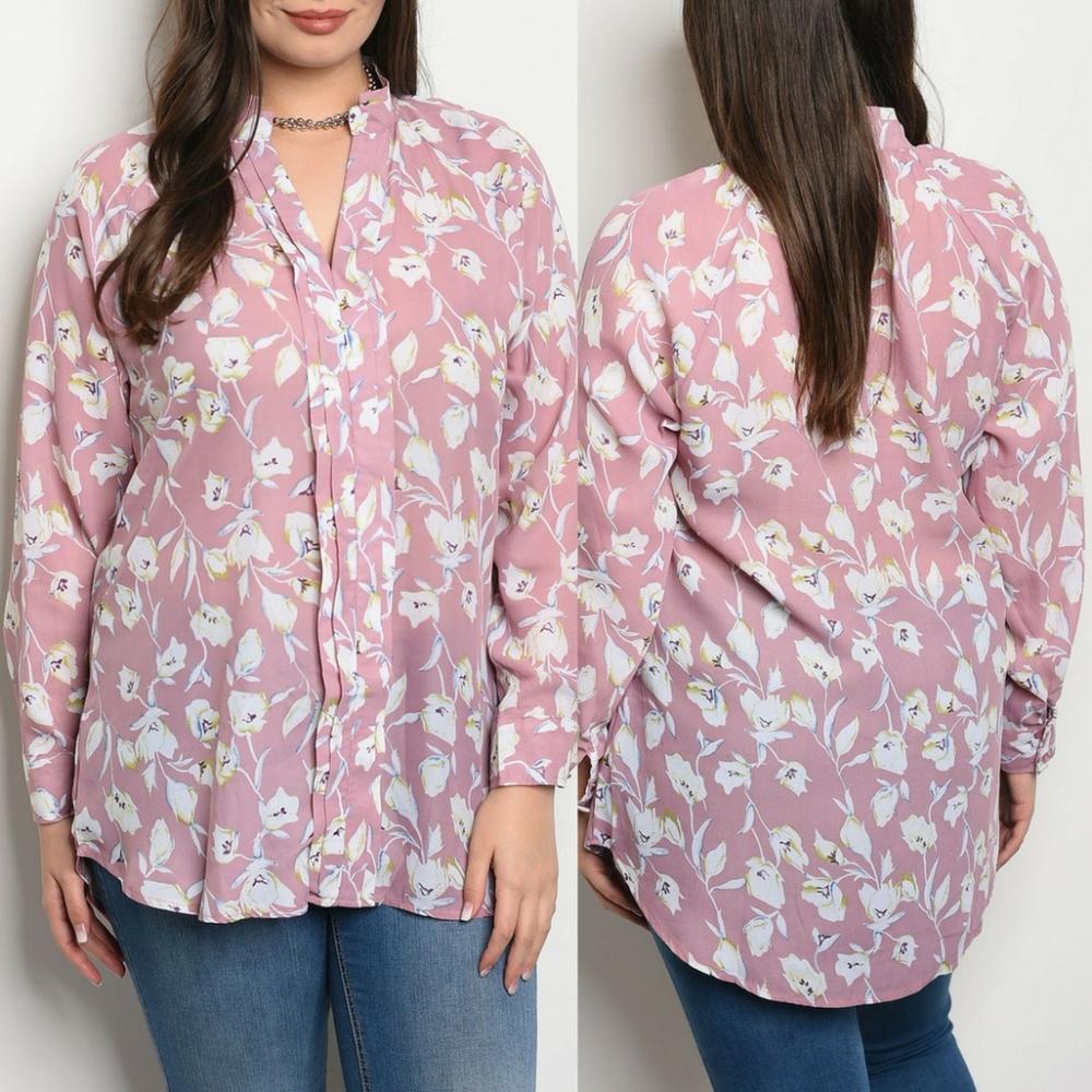 Mauve Ivory Plus Size Top {Available} - Picture 1 of 3